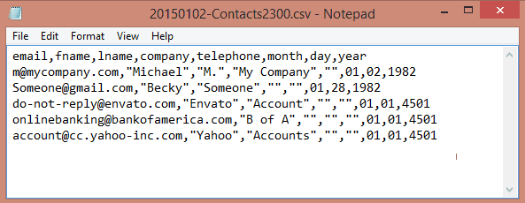 CSV example