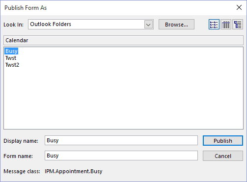 publish the form to the calendar folder