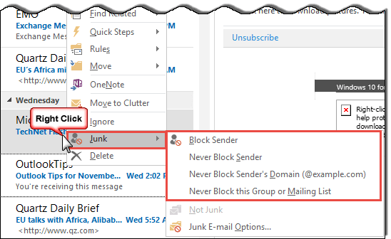 Add addresses to the safe or blocked list