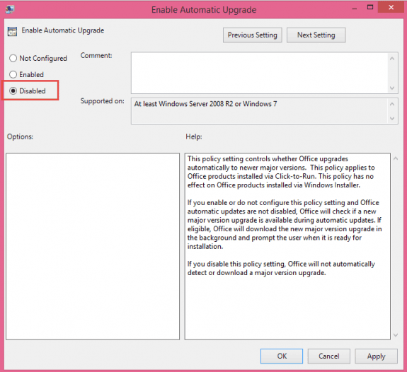 Use GPO to disable upgrades