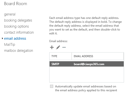 change email address of room mailbox