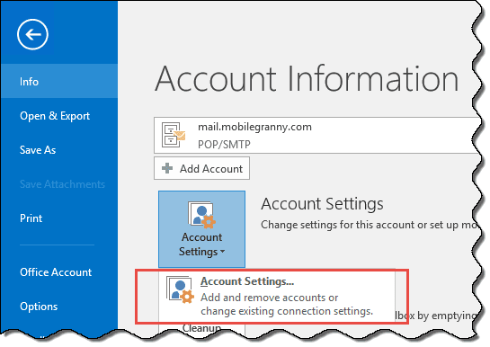 open account settings