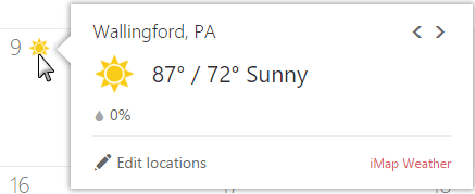weather forecasts in the calendar