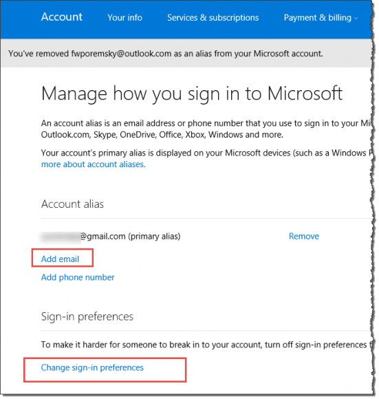 click add an email