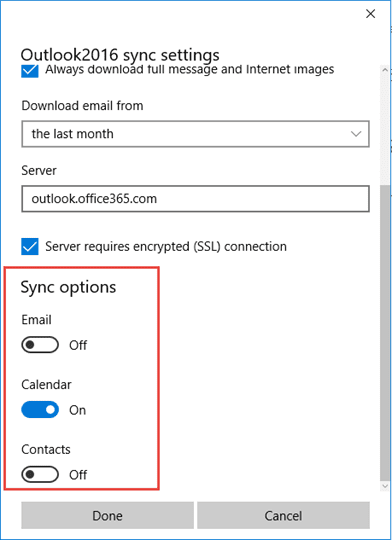 change sync settings