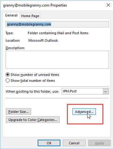 click Advanced button
