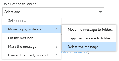 Create an action for the rule