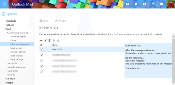 create a rule to delete mail