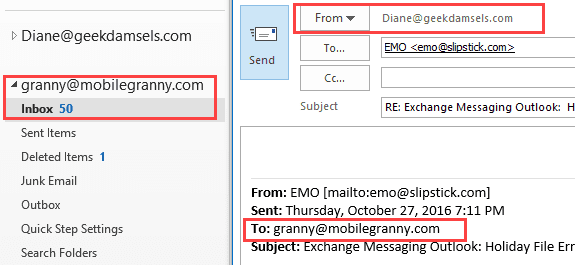 Outlook replies using the wrong account
