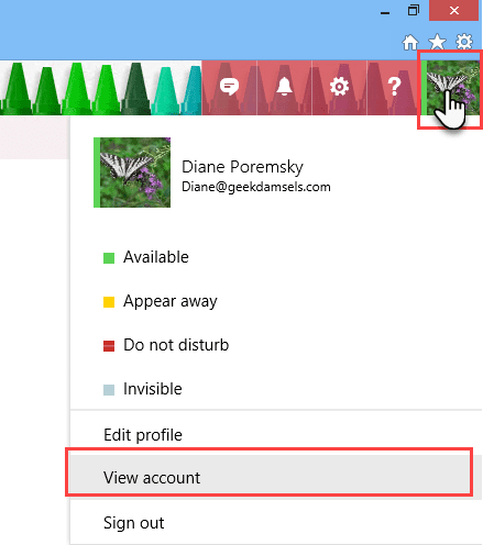 View Microsoft Account 