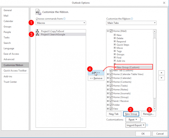 create a button for the macro