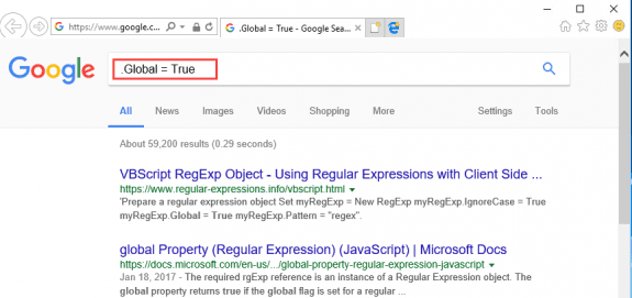 search results