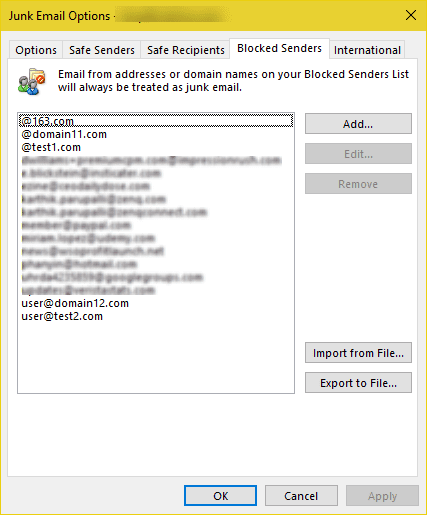check the junk list in outlook