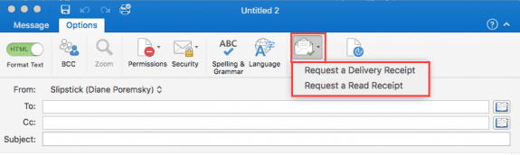 read receipts on options menu