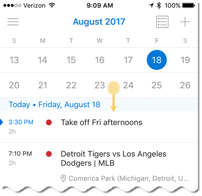 View 2 weeks in the calendar