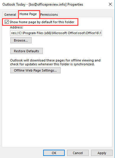 turn outlook today off or on