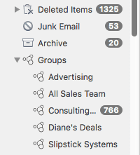 Groups display in the message list in Outlook for Mac