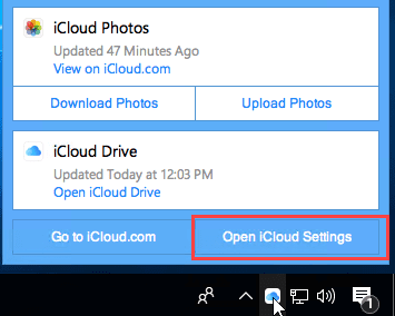 open icloud control panel