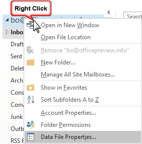 open properties dialog
