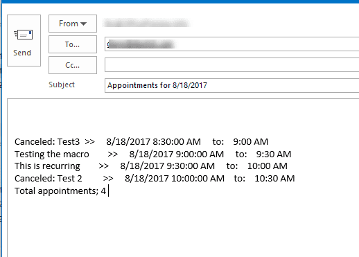 Send tomorrow's appointments message