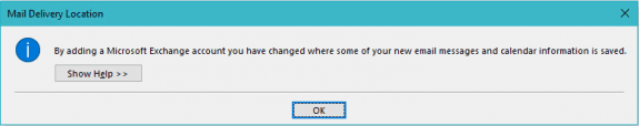 the outlook.com data file is set as default