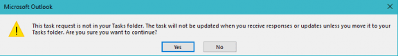 Tasks not in default folder message