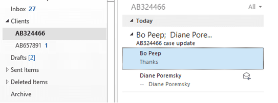 file messages in folders