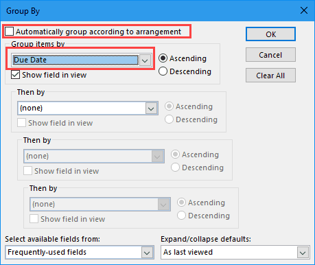 disable automatic grouping