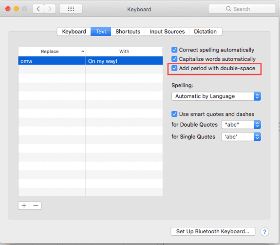 convert double space to period