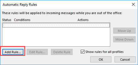 manage out of office rules 