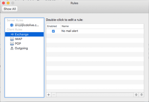 select the account to create the rule for