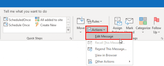 enable editing on the message