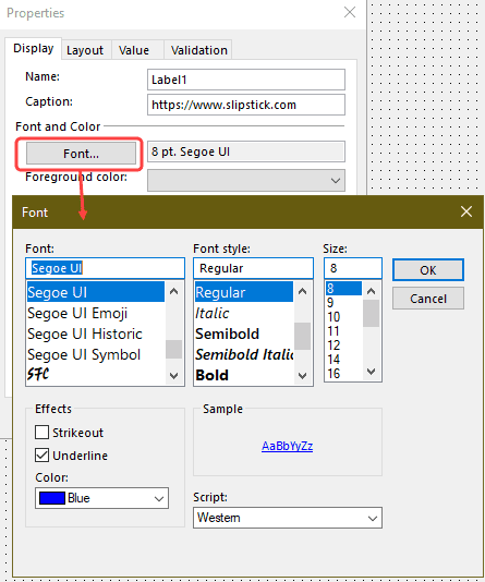 format the label to look like a hyperlink