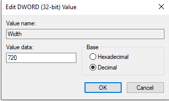 change the width value