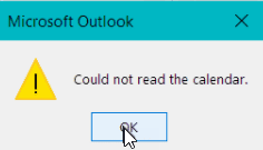 could not read calendar error
