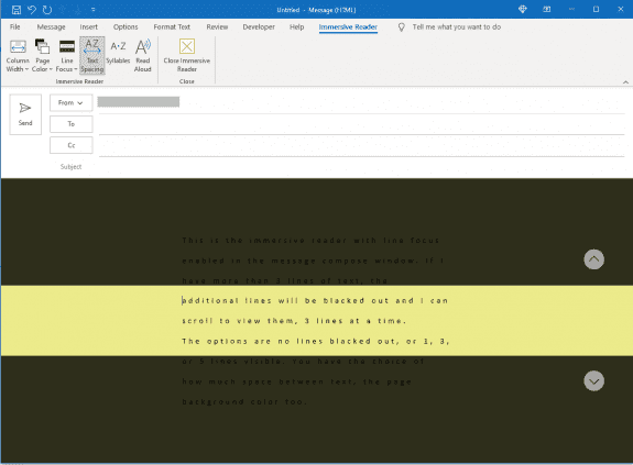 use immersive reader to read or compose messages