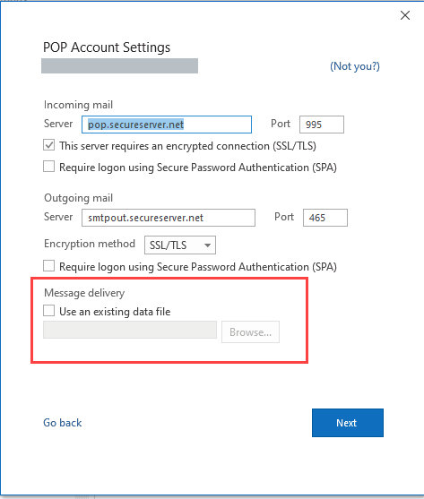 pop settings dialog