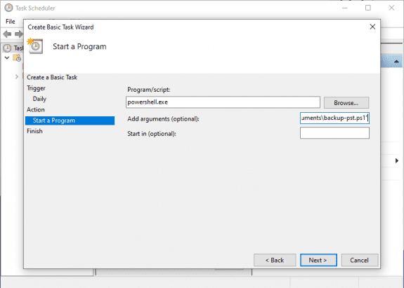 choose Run a program action
