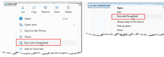run the script using PowerShell