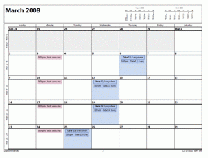 A 5 week calendar layout