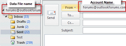 Account and file names in Outlook