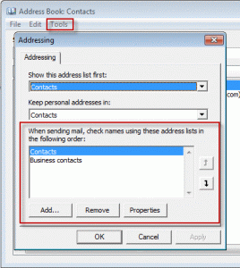 Change the address book sort order in Address Book options