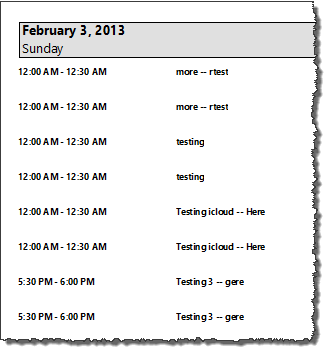 Calendar print bug sample