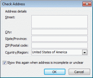 Show this again when address is incomplete or unclear