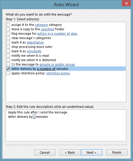 Use a rule to defer delivery by a few minutes