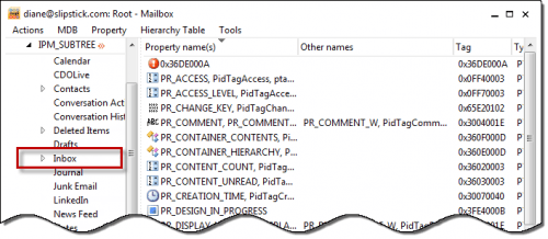 Locate the inbox, right click