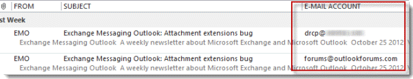 Change the email account of a message
