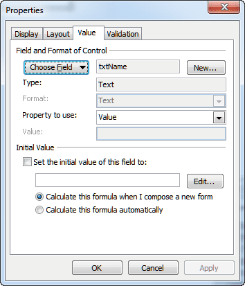 Select the field type