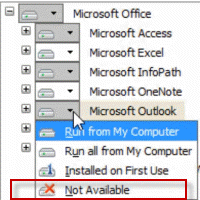 Choose Not Available for any feature you don't want installed