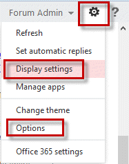 Options menu